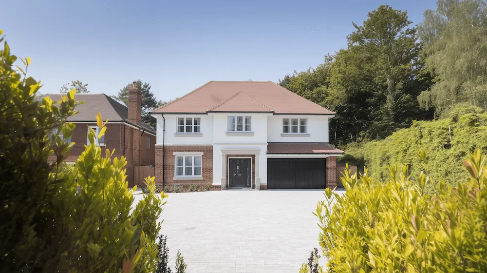Completed double-fronted home with landscaped driveway