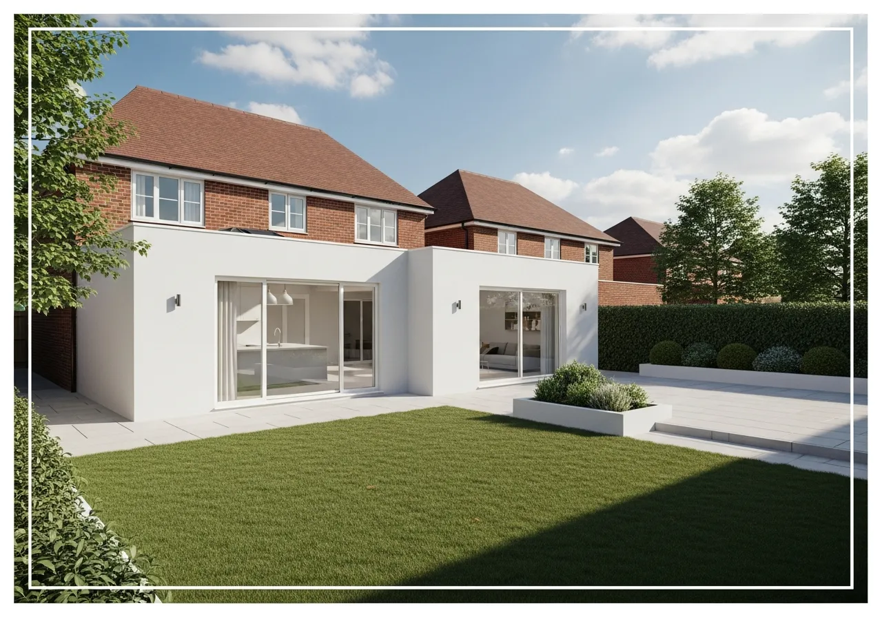 3D architectural visualisation of a rear extension on a brick home